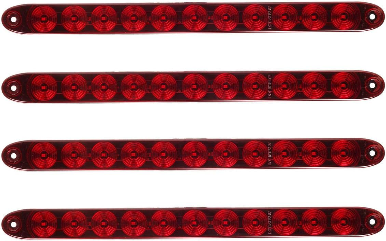 Partsam 4Pcs Red 15" Inch Sealed 11 LED Third Brake Light Bar Stop Turn Signal Tail 3Rd Brake Light ID Bar Truck Trailer RV Camper Waterproof DOT Compliant image number 3