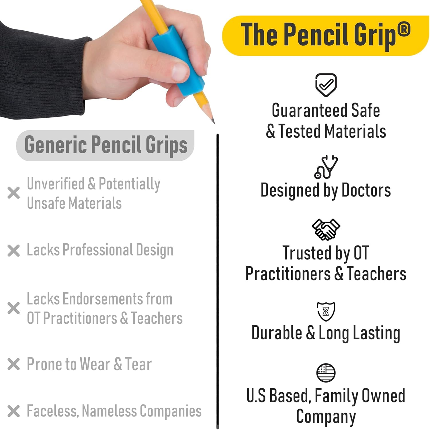 Pencil Grip the Classics Triangle Grip Ergonomic Writing Aid, for Right or Left Handed Users, Assorted Colors, Pack of 200 (TPG-162) image number 2