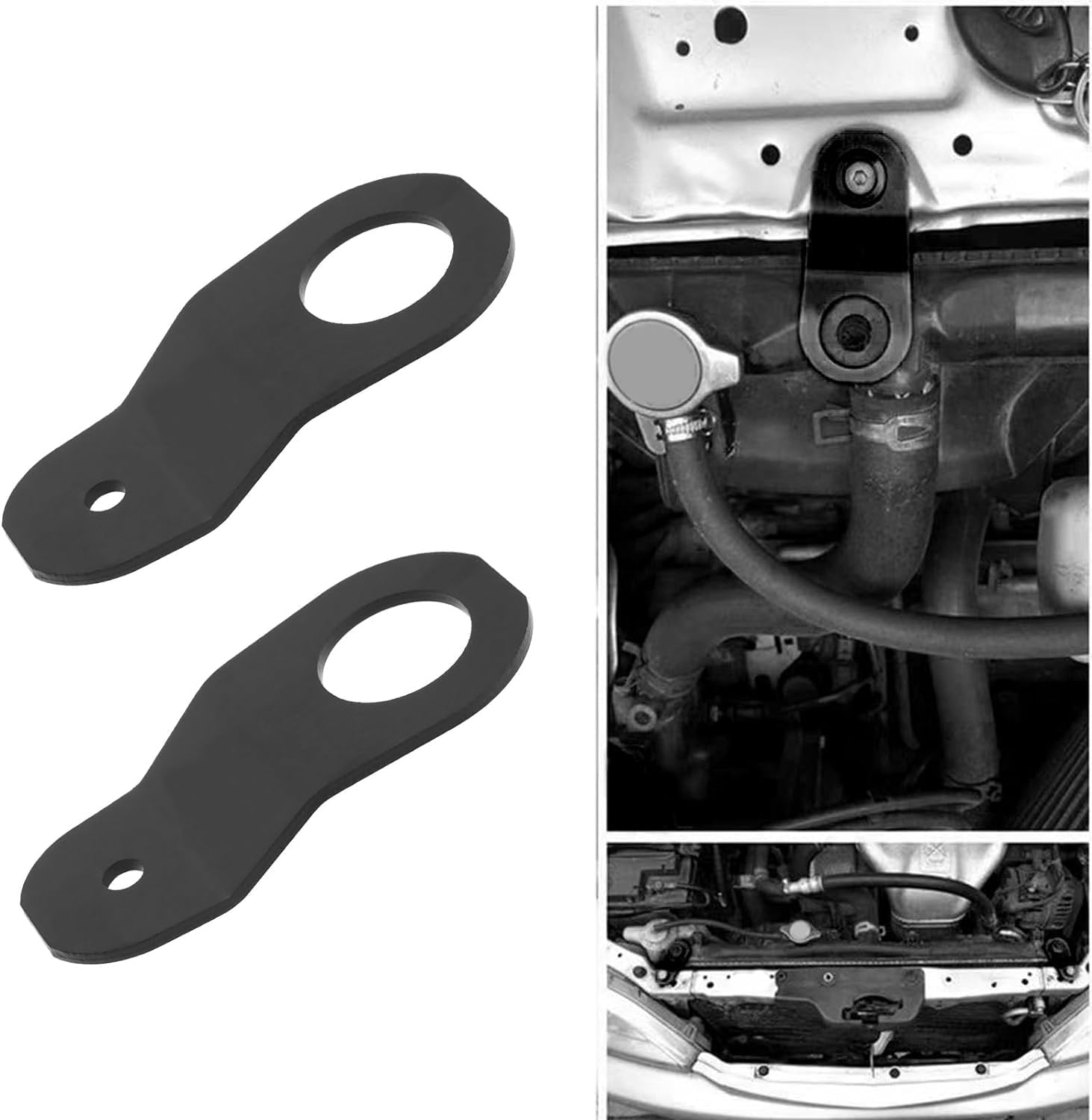 2 Pack Black Aluminum Radiator Stay Mount Bracket with Washer Kit for H-Onda 96-00 Civic EK 94-01 Acura Integra DC 00-09 S2000 AP image number 3