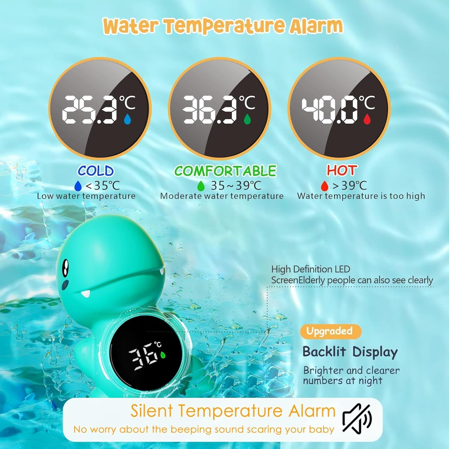 Floating Bathtub Thermometer - Bpa-Free Water Temperature Gauge for Safe & Comfortable Baths（No Bat） image number 6