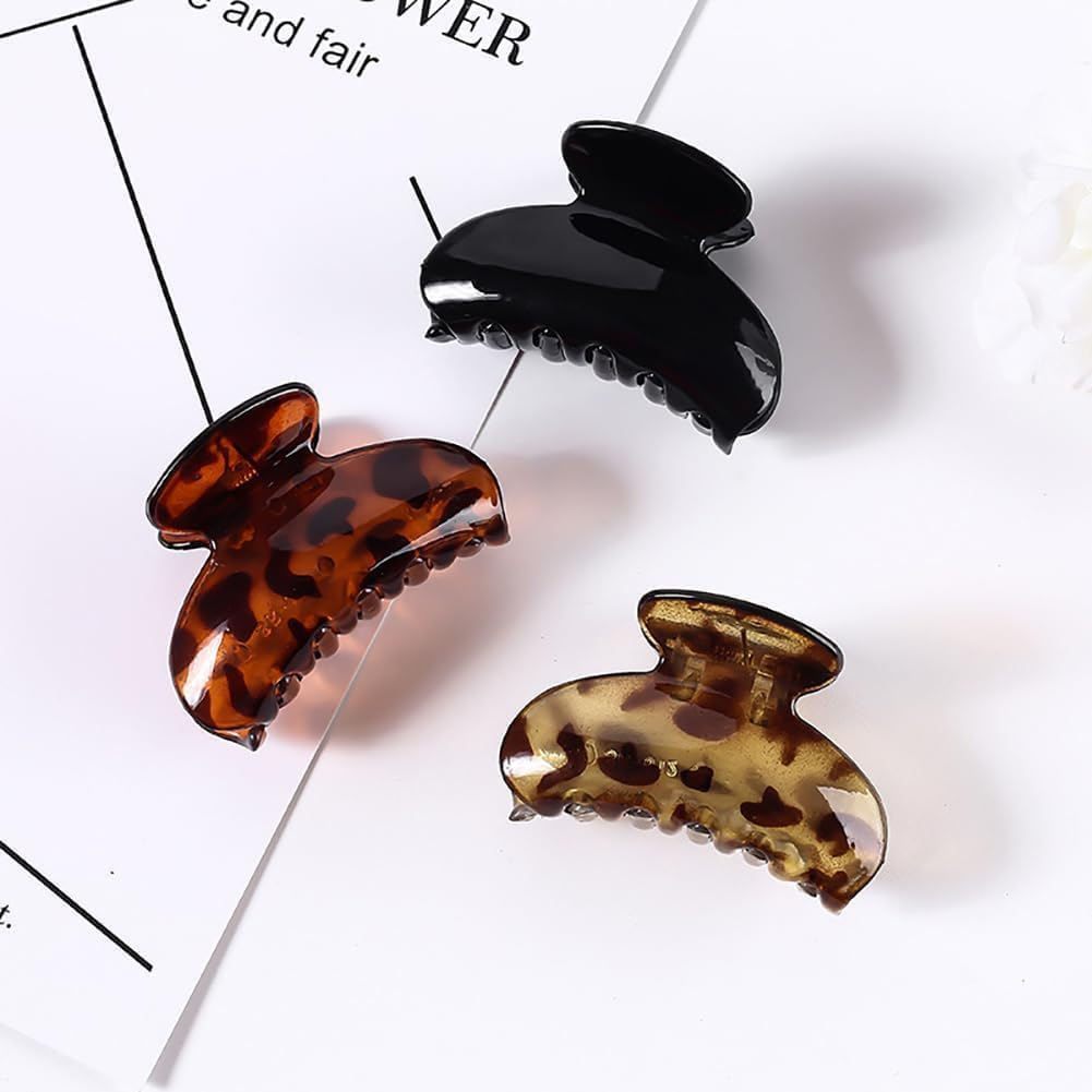 Set of 3 Leopard Hair Clips Made of Black Plastic for Women 7 Cm X 4 Cm image number 5