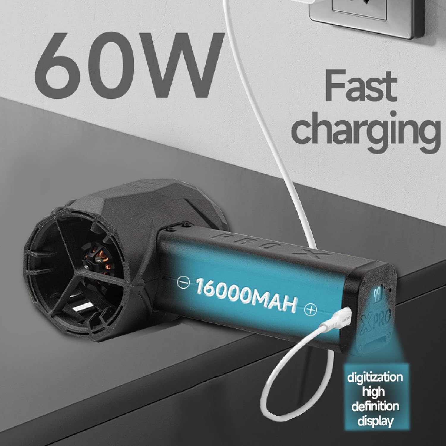 Compressed Air Duster, 500G Thrust 64Mm High Speed Brushless Motor Electric Duster, Built in 16000Mah Battery 60W Fast Charging, Jet Dry Blower, Pc Dusters for Cleaning image number 2