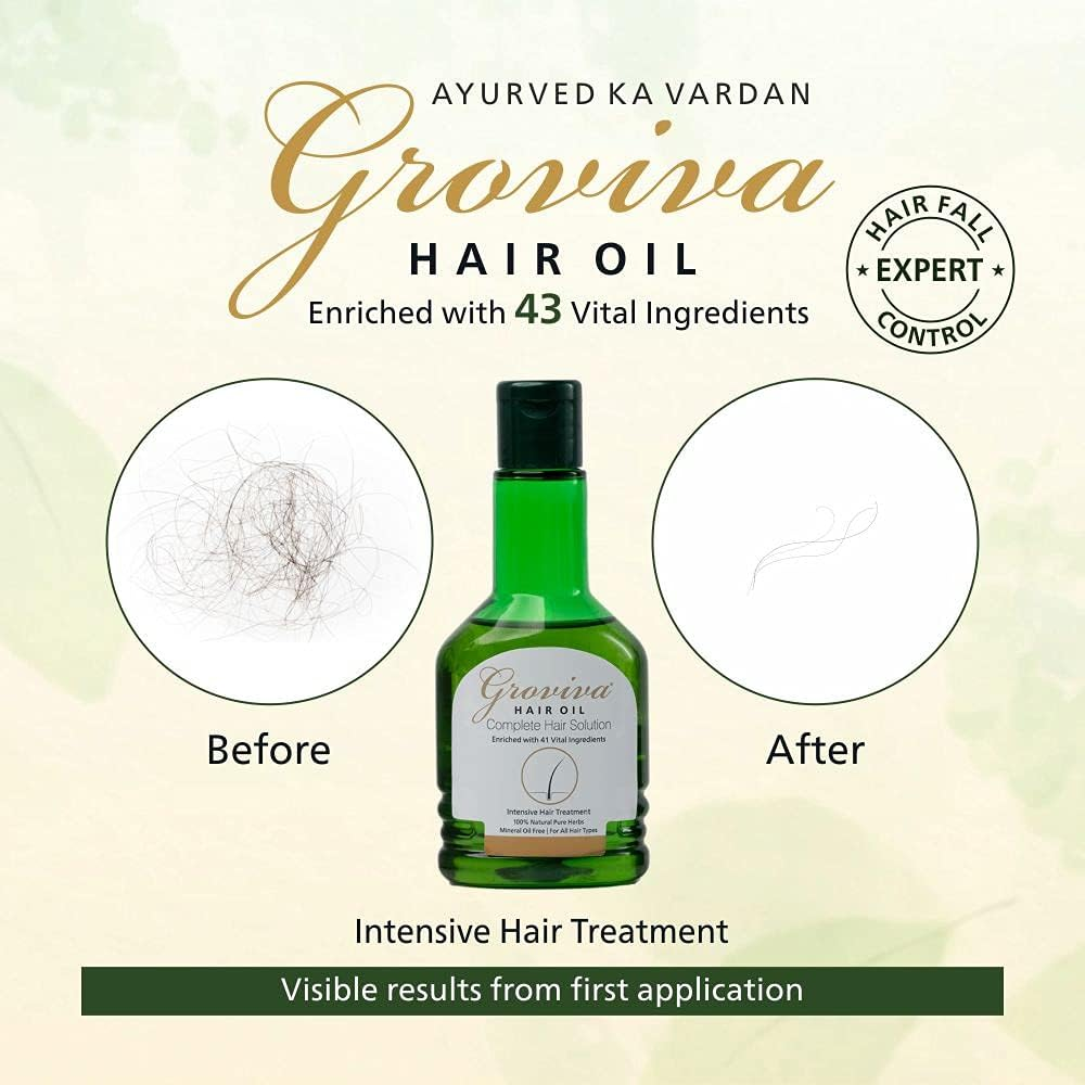 Groviva Natural Hair Oil | Complete Hair Solution | Enriched with 43 Vital Ingredients | Hair Oil (100 Ml) - Pack of 1 image number 5