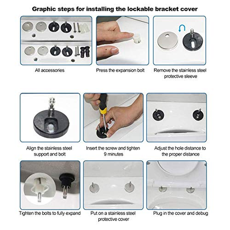 Yosoo Universal Toilet Seat Hinge Bolt Screw for Top Mount Toilet Seat Hinges, Expanding Rubber Top Nuts Screw Accessories, Toilet Seat Hinge Replacement Parts for Home Bathroom (Two Buckle) image number 3