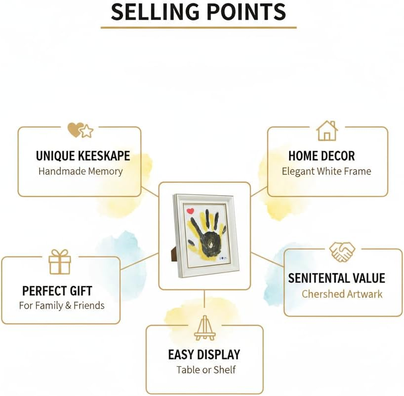 Family Handprint Kit, Baby Hand and Footprint Kit DIY Handmade Keepsake Wooden Frame Gifts for New Parents, Couple, Mother'S Day, Father'S Day, Christmas, Non-Toxic Paints image number 6