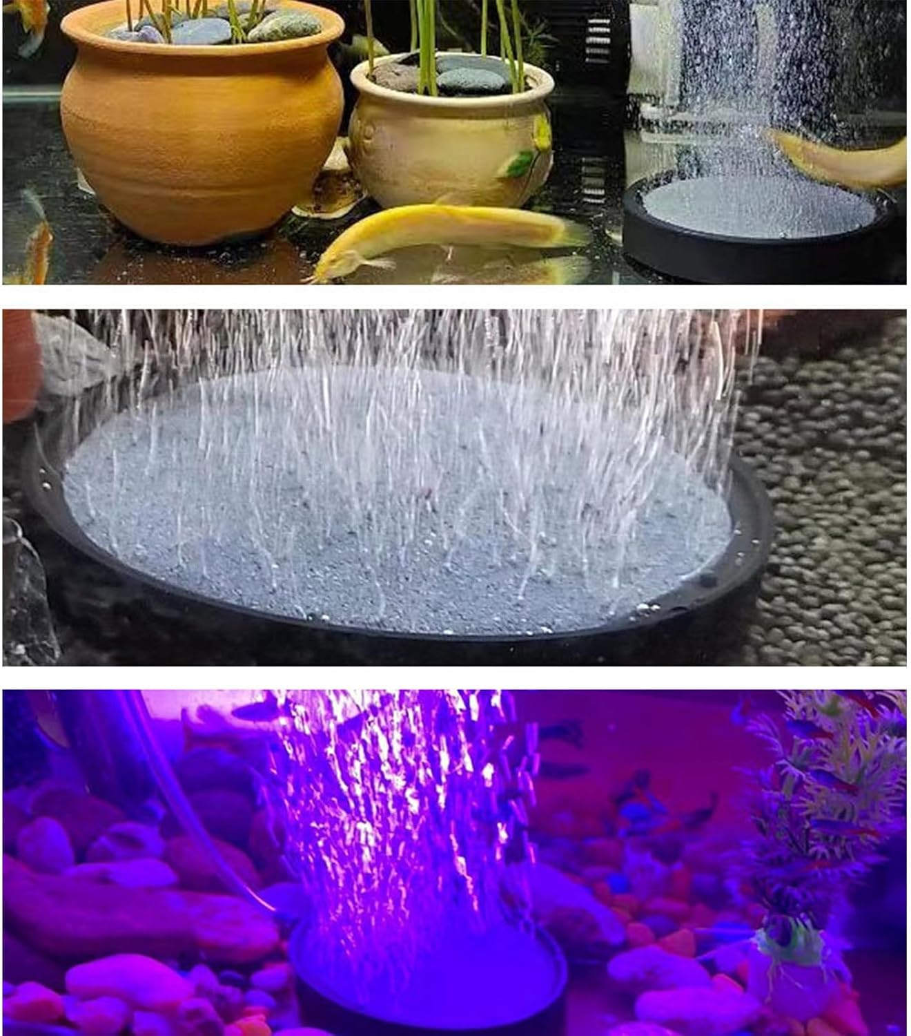 Aquarium Air Stone Diffuser - 4 Inch round Bubble Stone for Fish Tanks & Hydroponics, Air Stone Forfish Tank Bubbling Release Aerator,Aquarium Aerator Air Stones Hydroponics Air Pump image number 1