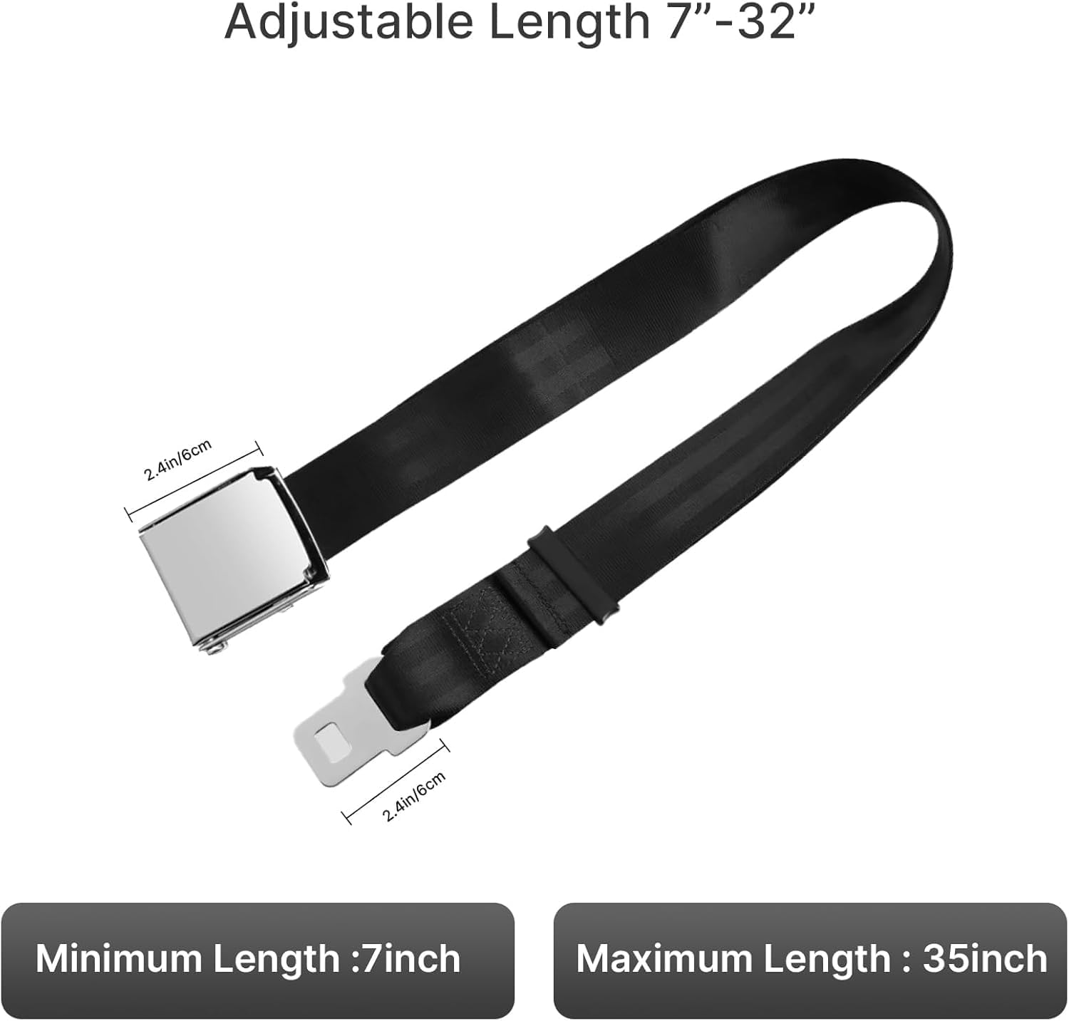 2-In-1 Airplane Seat Belt Extender, 7-31" Adjustable Length, Fits All Airlines Including Southwest Airlines 737-800/737MAX8 image number 6