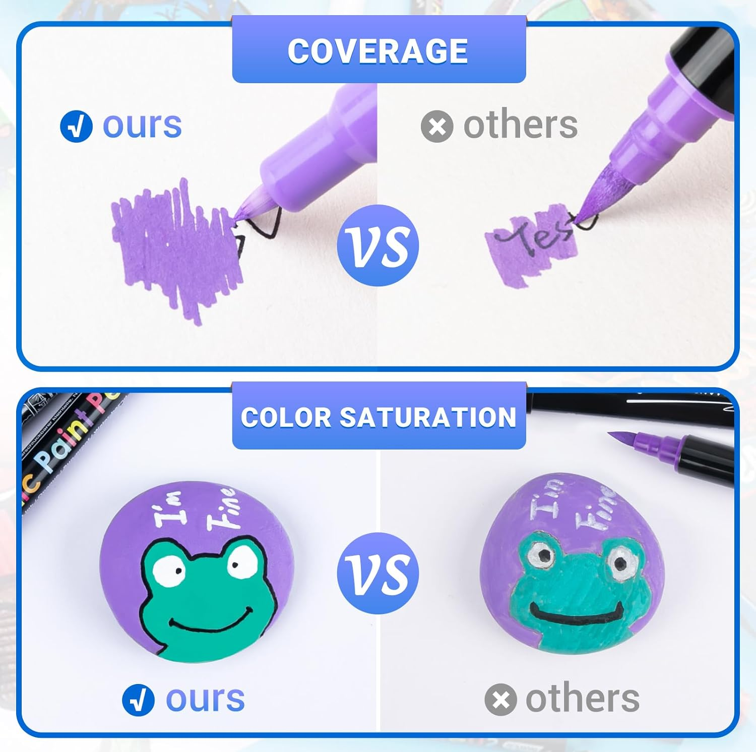 JR.WHITE Acrylic Paint Pens Paint Markers Set of 18: Fine Point for Rock Painting Glass Wood Ceramic Fabric Metal Canvas Easter Eggs Pumpkin Kit, Drawing Art Crafts for Adults Scrapbooking Supplies image number 3