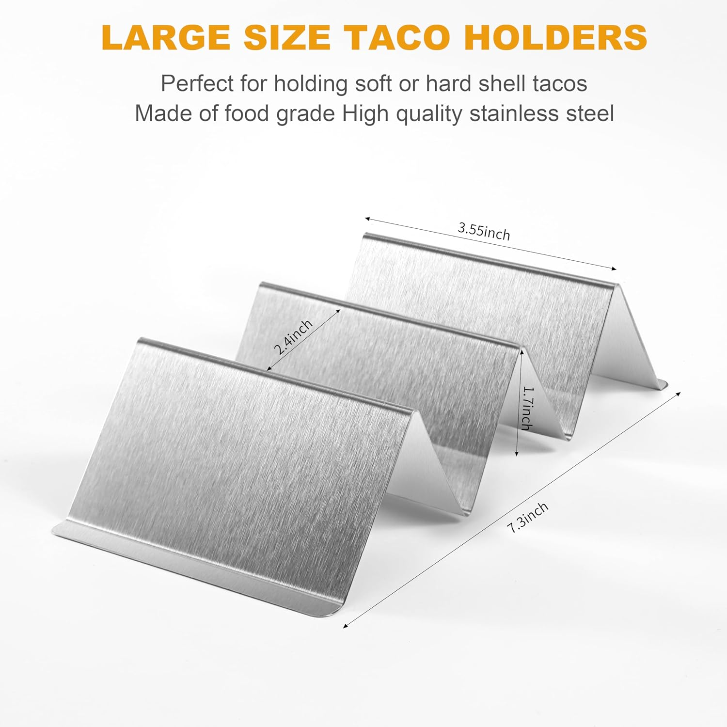 Taco Holders Set of 6, Taco Stand, Stainless Steel Taco Holder, with Easy-Access Handle, Each Can Hold 2 to 3 Tortillas, Oven Safe for Baking, Dishwasher and Microwave Safety image number 3
