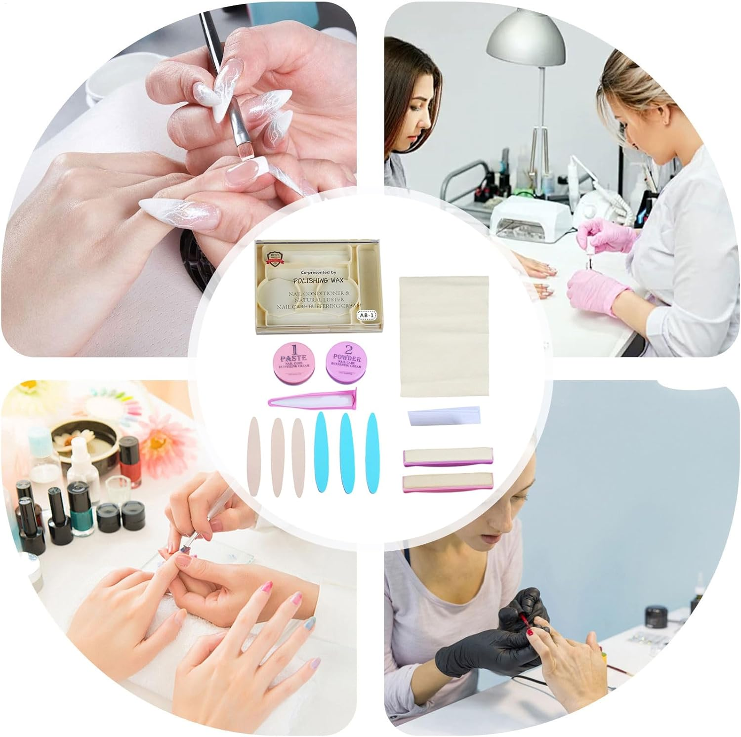 Nail Buffer - Manicure Polisher | Polish Wax Polisher Tools Buffer Cream for Women Manicure Home Pedicure Smooth Nail Care image number 4