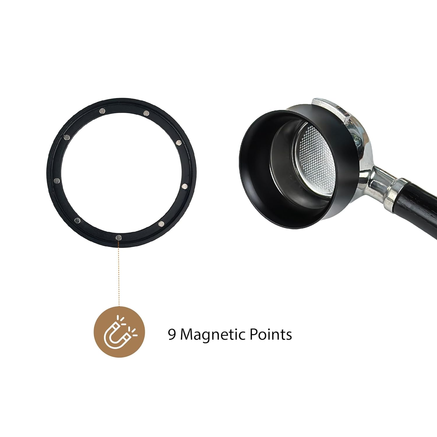 Miicoffee 58Mm Magnetic Dosing Funnel - Espresso Coffee Dosing Ring - Anodized Aluminum with 8 Magnetized Steel Compatible with 58Mm Portafilter (Tall) image number 1