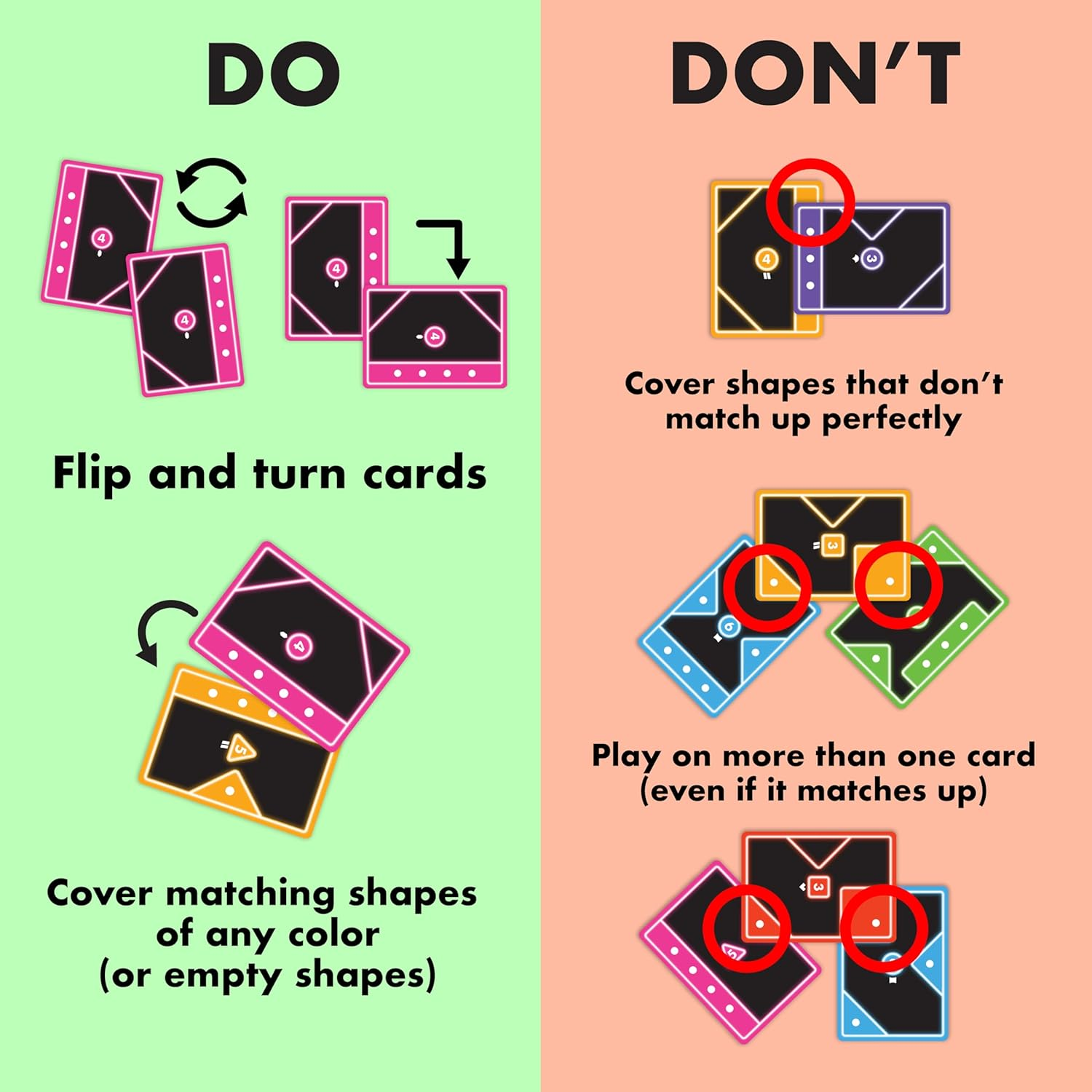 USAOPOLY TACTA Card Game, Fast-Paced Strategic Shape Matching Party Game for All Ages, Connect, Cover & Conquer to Win, Unique Gameplay with Deluxe Foil Cards, 2+ Players, Ages 7+