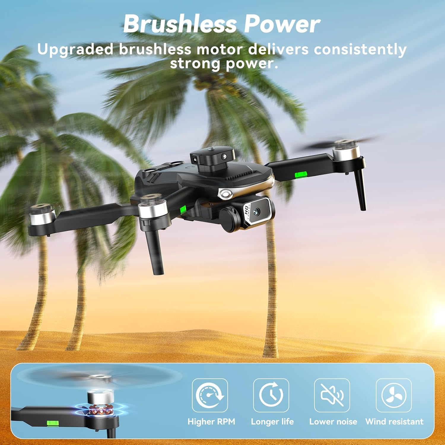 Drones with Camera for Adults, S165 Foldable FPV Drone with Brushless Motor, Follow Me, Auto Return, 3 Batteries, Toy Drones for Beginners (Black&Standard) image number 2