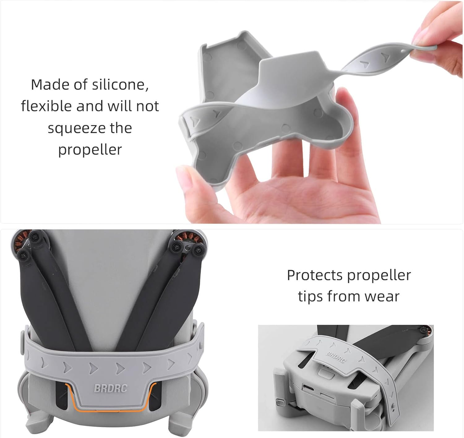 Heiyrc Mini 3 / Mini 3 Pro Propeller Holder,Prop Guard Strap Protector Stabilizer for DJI Mini 3 Series RC Drone Accessories(Grey) image number 6
