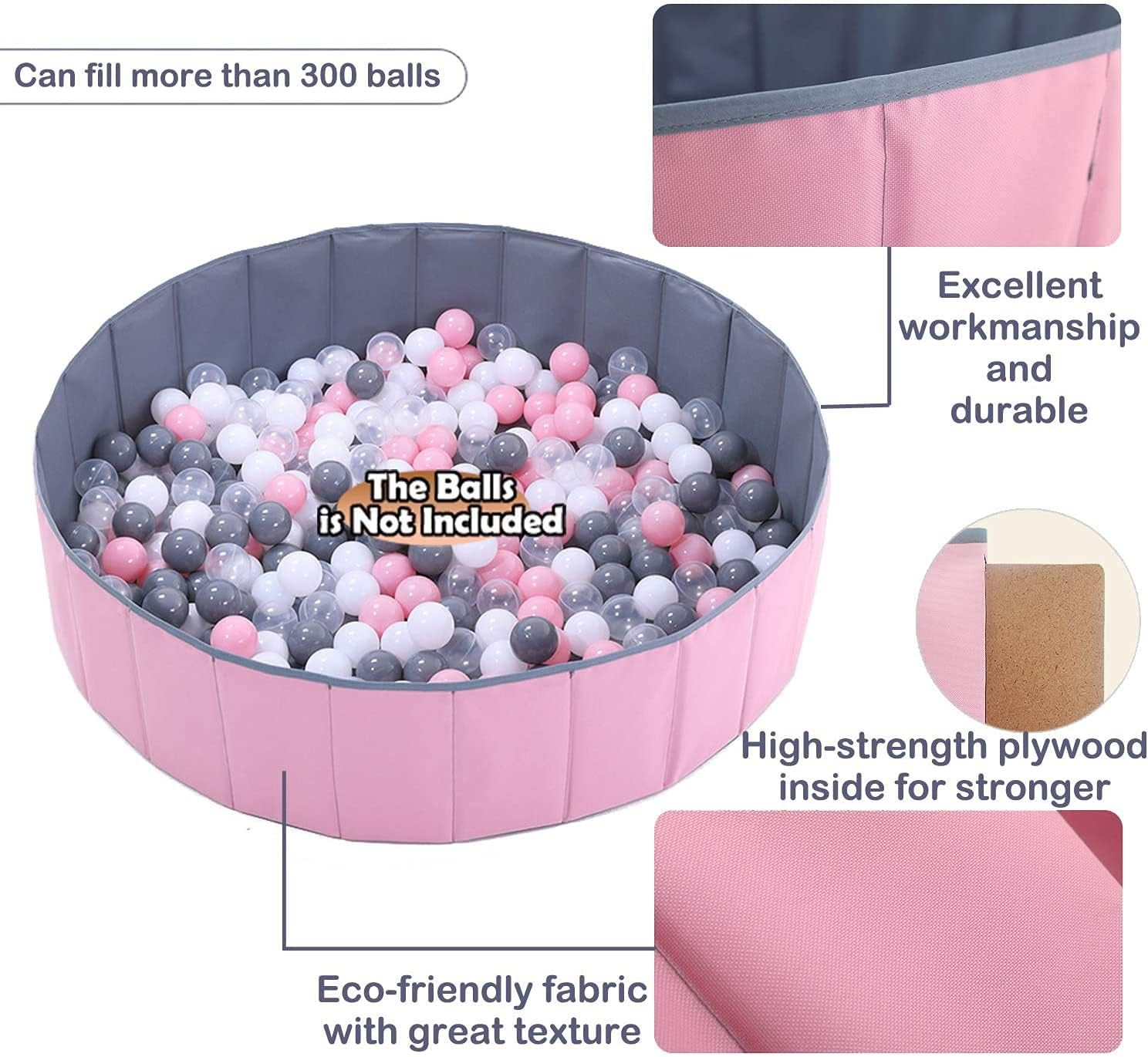 YYZ Ball Pit Balls Plastic Crush Proof Balls for Kids Playhouse Ball Pool Family Ball Pool 2.75 Inch of 100 P(Pink, 31.5 Inch 80Cm).Ideal Gift Play Toy for Children Toddler Boys & Girls. image number 2