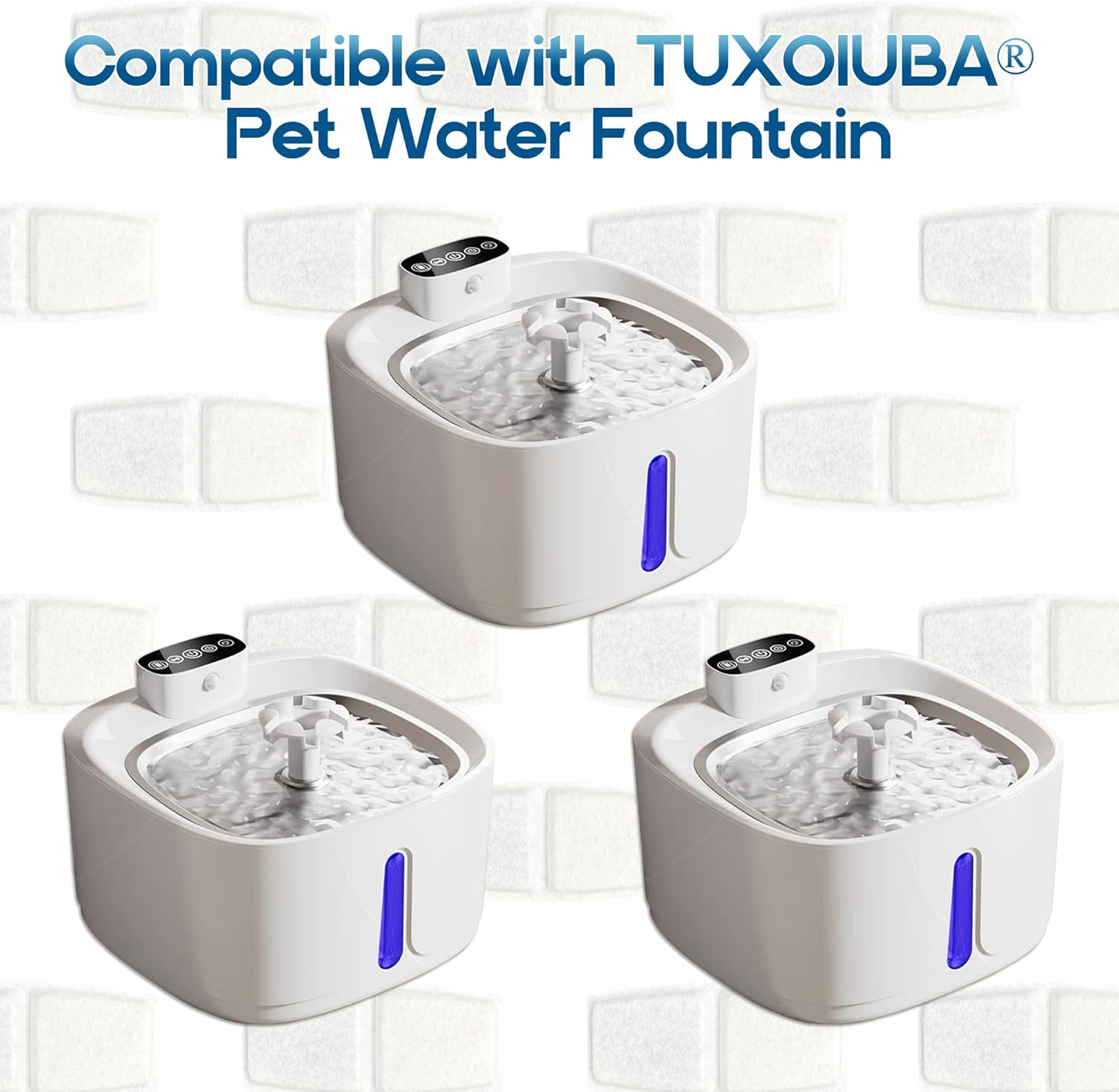 Pet Water Fountain Filter Pack - 6 Replacement Filters & 2 Sponges for TUXOIUBA 3.2L Cat Fountain image number 5