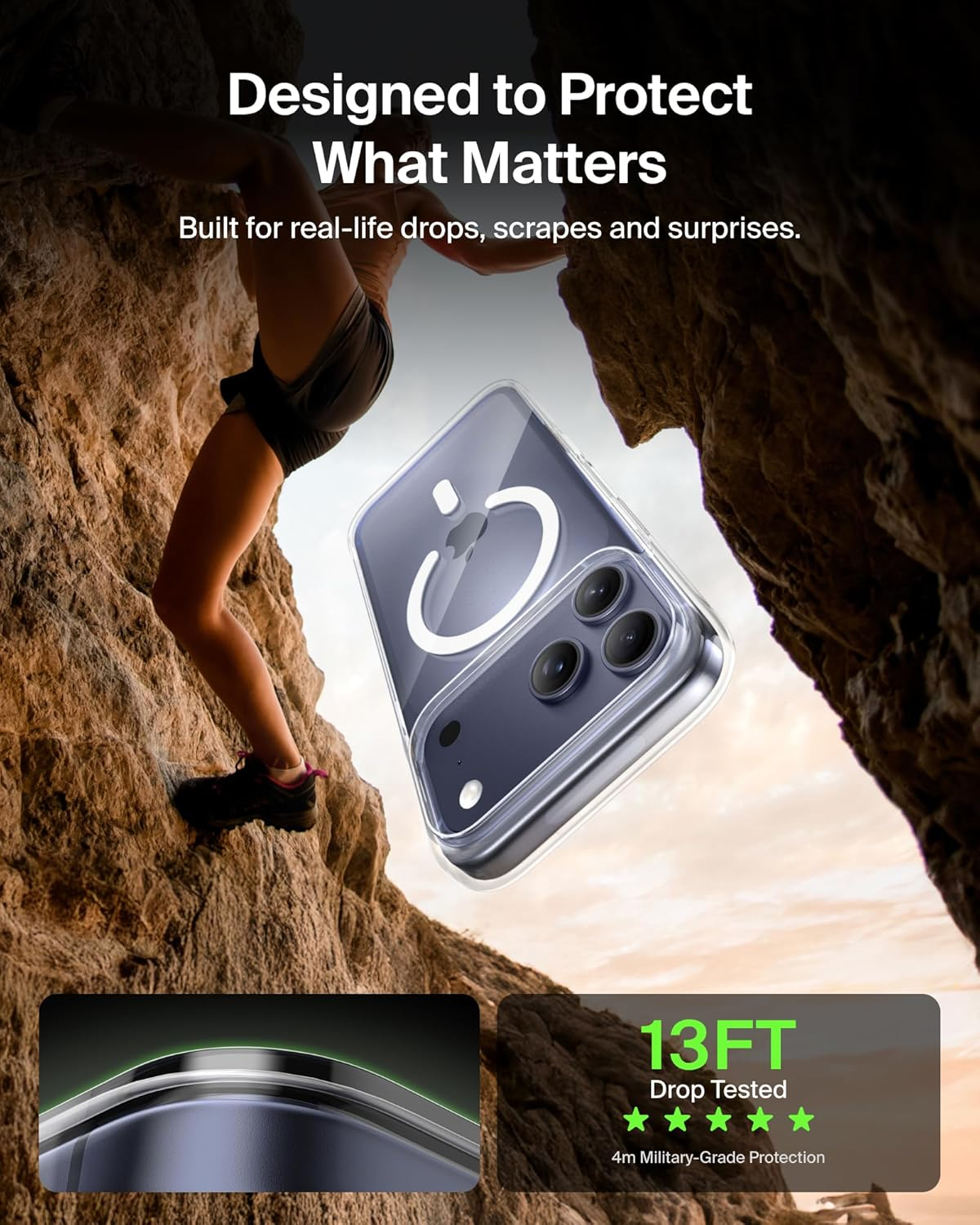 Belkin Msa032Qccl Clear Case, Compatible with Iphone 17 Pro Max, Magsafe/Qi2 25W Magnet, Thin, Ultra Shockproof, UV Resistant, Anti-Yellowing Soft TPU Clear image number 5