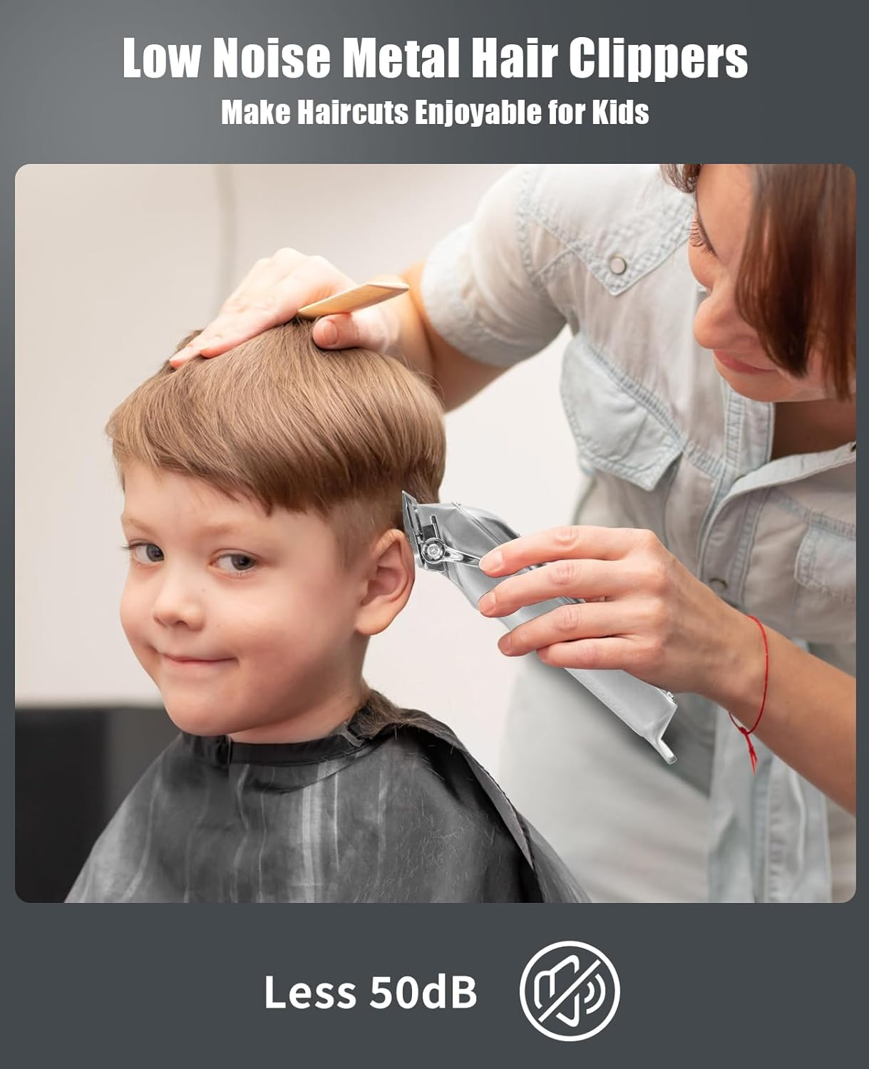 Hair Trimmer for Men, Professional Hair Clippers with 8 Guide Combs, Cordless, Rechargeable, Silver image number 4