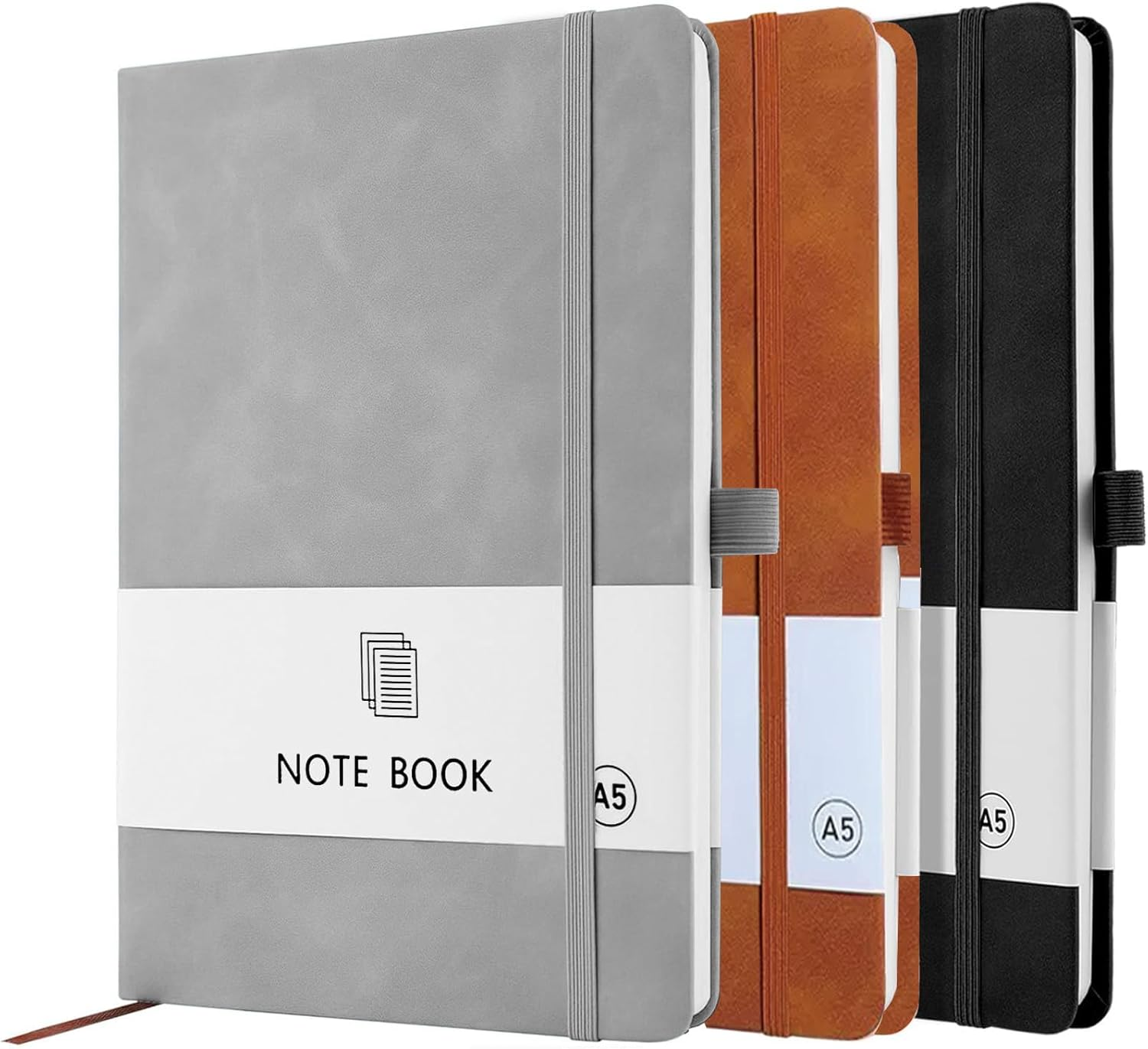 3 Pack Lined Journal Notebooks for Women & Men, A5 Thick Journals 200 Pages for Writing Ruled Notebook for Writing, School Note Taking, Business Work or Travel (Blue+Pink+Black)