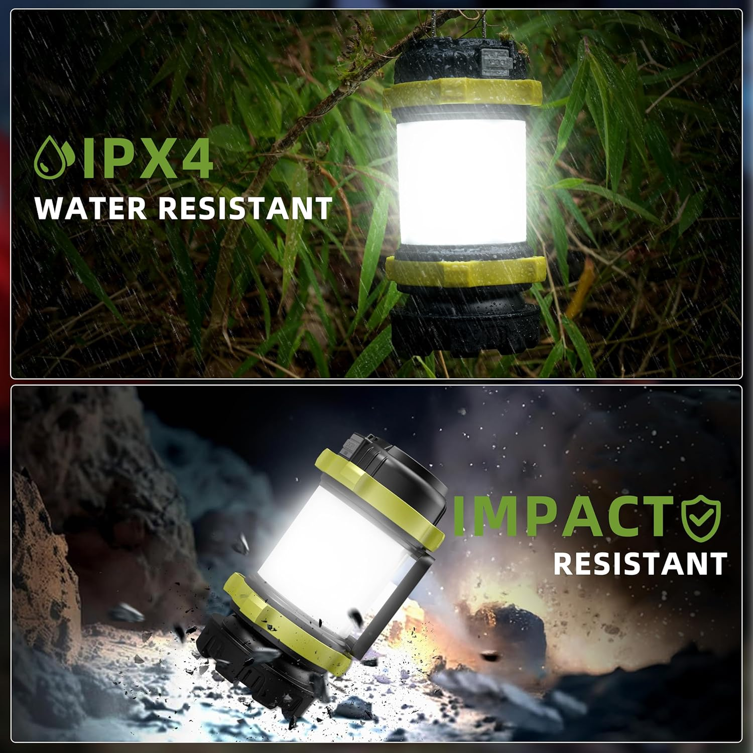 Alpswolf 2 Pack Camping Lantern Rechargeable, Led Lantern Camping Flashlight with 4000 Capacity Power Bank, 6 Modes, IPX4 Waterproof, Portable Rechargeable Lanterns for Power Outage, Hiking, Outdoor image number 5