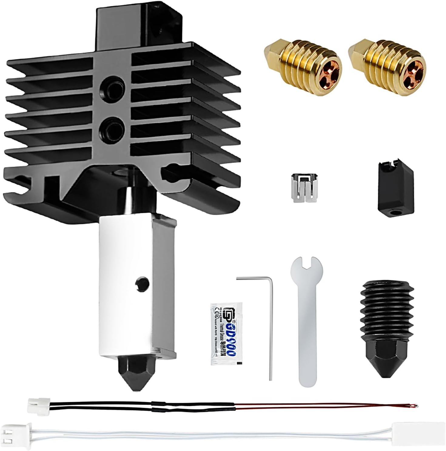 Twotrees Upgraded Hotend Kit with Plated Copper Heater Block Heatbreak High Temperature 500℃ with 32 Extra Nozzle and 1Pc Silicone Cover Compatible with Bambu Lab X1 Carbom Combo P1P 3D Printer image number 2