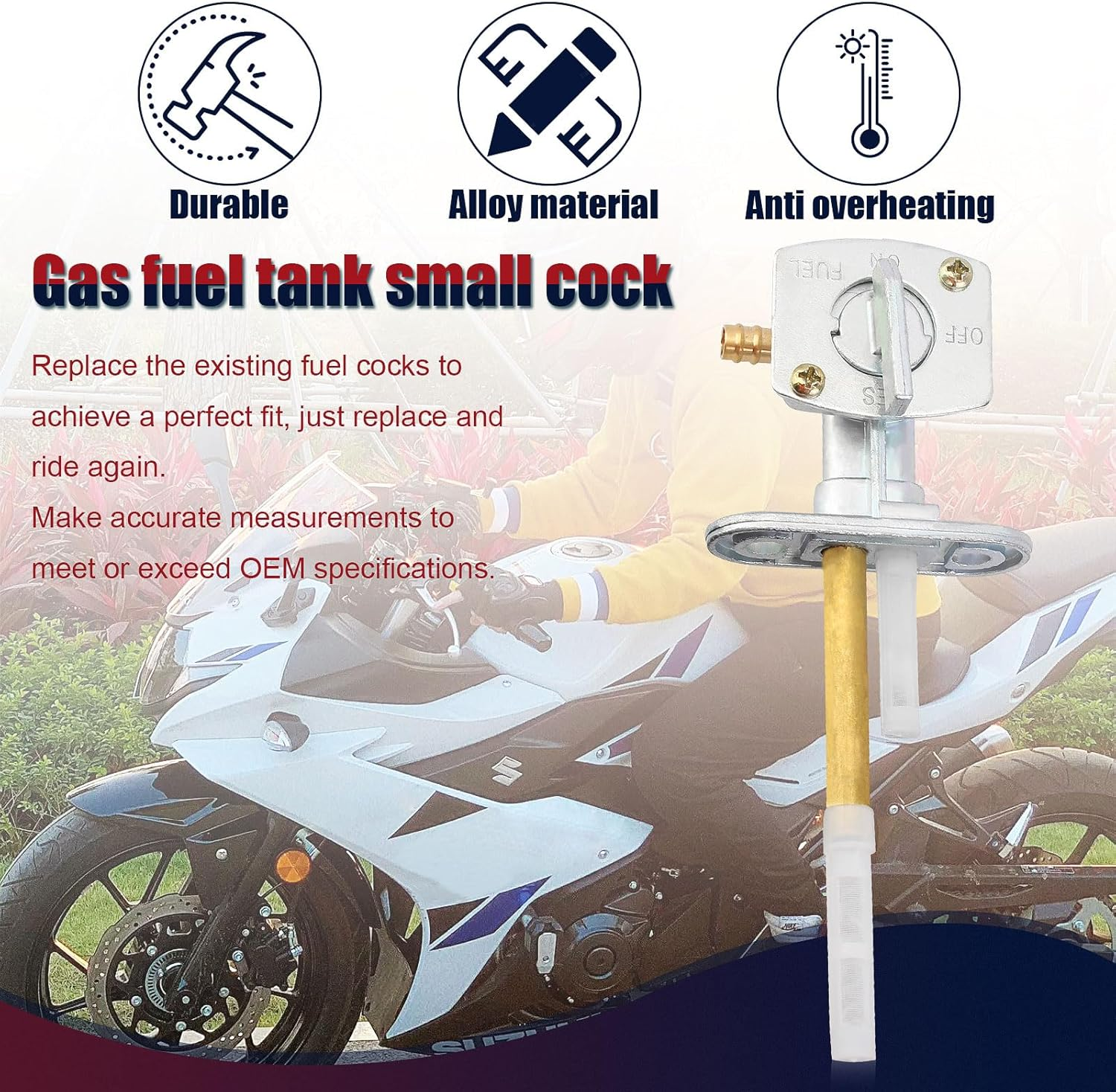 QAZAKY Fuel Gas Tank Petcock Valve Switch Compatible with Suzuki LT80 Quadsport 80 Quadrunner 160 Ozark 250 King Quad 300 LTZ250 LTZ400 LTF250 LTF250F LT160 LT160E LTF160 LTF300 LTF300F LTF4WDX Quad image number 5