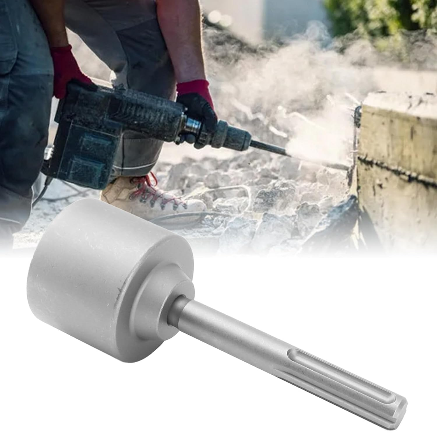 SDS Max Ground Rod Bits Driver, 2Inch Hole Depth Diameter Head Driving T Posts with Hammer Drill, Steel Fence Post Driver Hand Post Pounder Hammer Drill Attachment (65Mm)