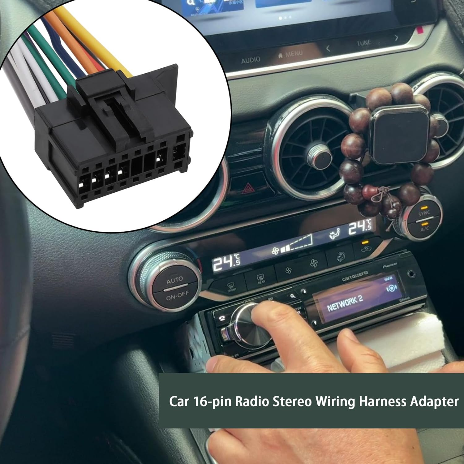 Emsea 1Pc 16Pin 12V Car Stereo Power Speaker Wire Harness Plug Compatible with Pioneer Radio DEH AVH AVIC MVH FH SPH Wire Harness Length Approx 15Cm Green Line Length Approx 1M image number 6