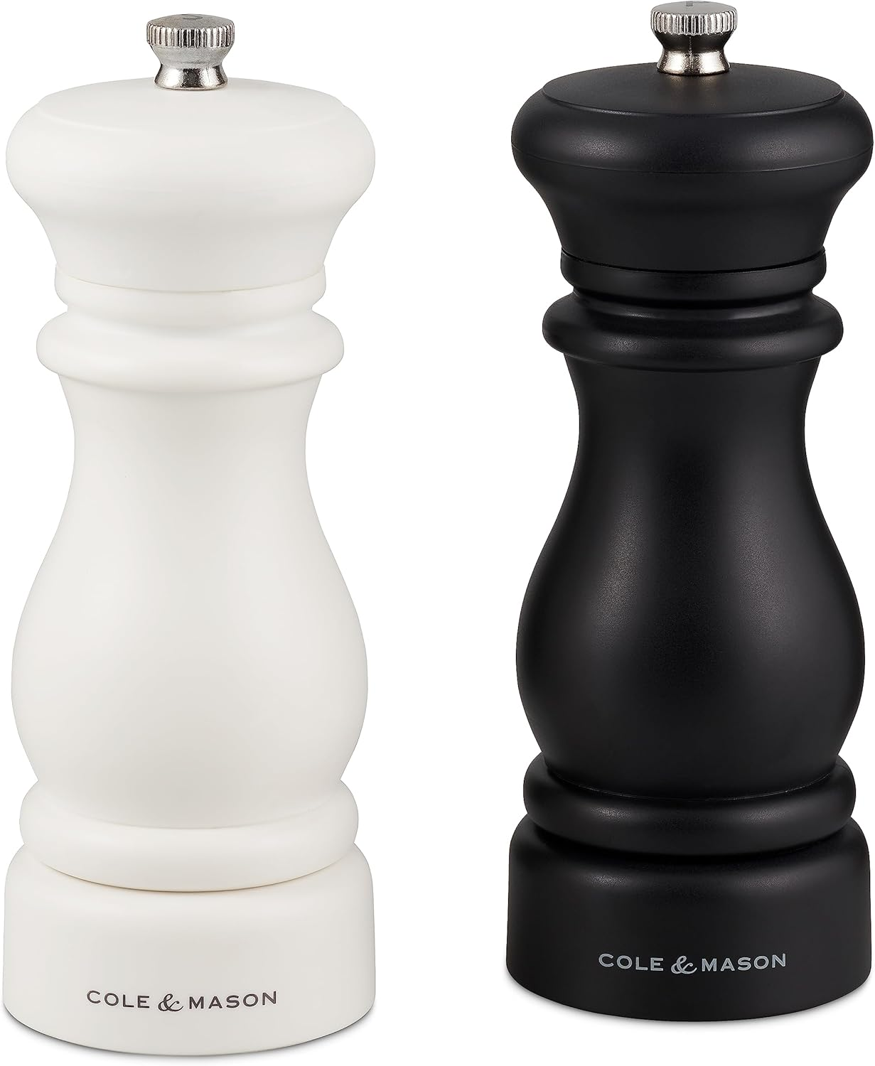 Cole & Mason Southwold Black & White Salt and Pepper Mill Set Gift Set - 165Mm Adjustable Grind | Classic Capstan Design | Diamond Sharp Ceramic Mechanism | 10-Year Guarantee | ABS Plastic