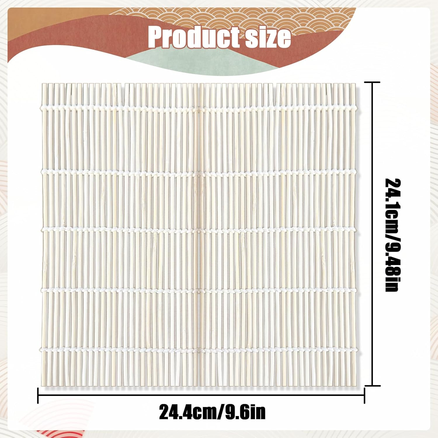 TEAONE Sushi Mats, 2 PCS Non Stick Bamboo Sushi Roller for Home Sushi Making (24 X 24Cm/9.44 X 9.44In) image number 1