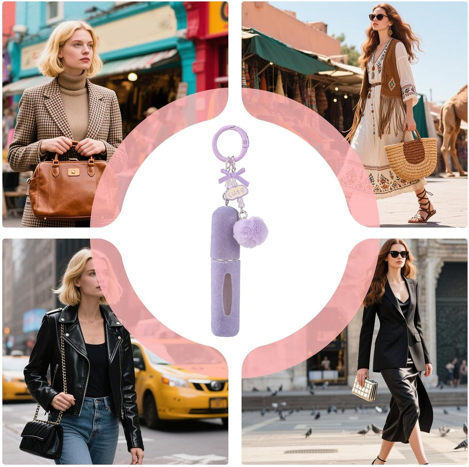 Perfume Spray Bottle, 5 Ml Fragrance Container Keyring, Empty Cologne Bottle with Atomizer, for Backpack Purse Travel Daily Moving Work Women Girls - Pink image number 7