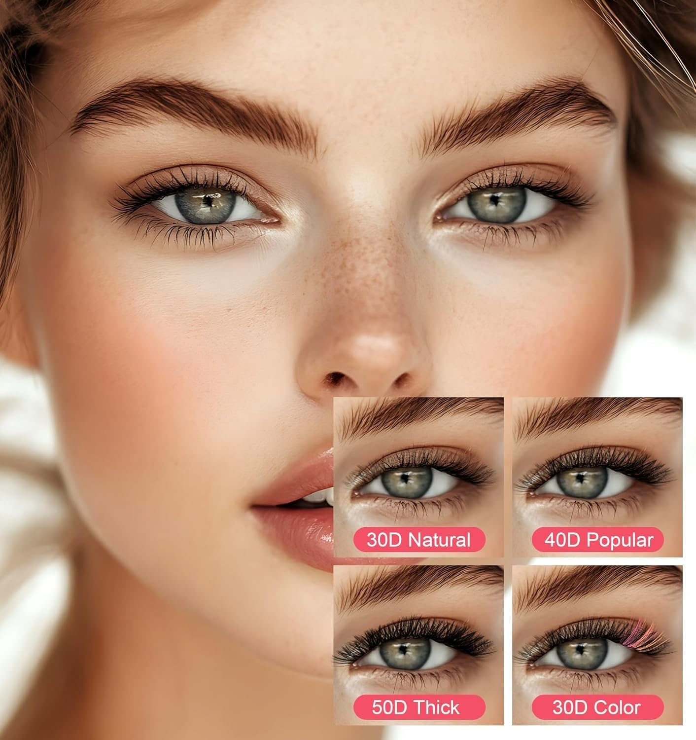 Colored Lash Clusters Kit, 600 Pcs Eyelashes Clusters Extensions,Individual Lashes D Curl Fluffy Wispy 1 Eyelashes Thin Band with Bond Seal Tweezers Brush DIY for Beginners(30+40+50D+Eyelash Book Kit 9-16Mm) image number 4