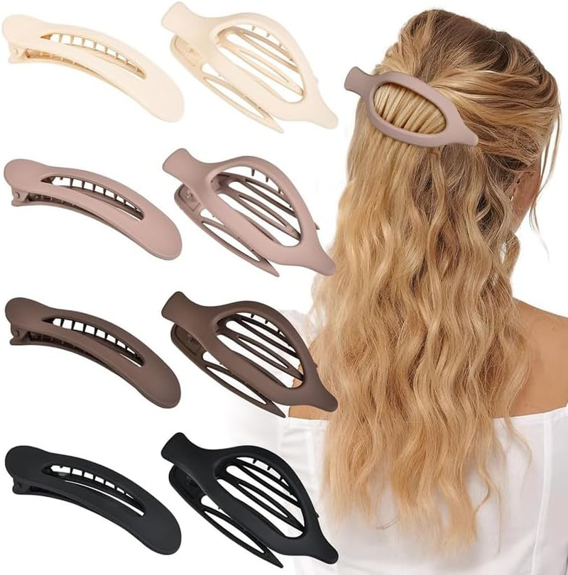 French Concord Lay Flat Claw Clips, 8Pcs French Concord Curved Flat Hair Clip,French Concord Flat Hair Clip Curved Hair Clip,French Concord Lay Flat Claw Clip,French Concord Claw Clip for Women,Set A