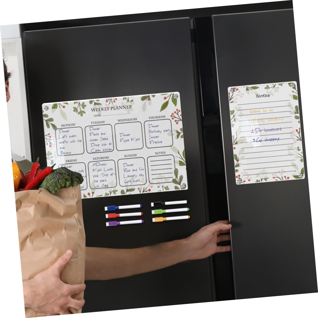 HAPINARY Erasable Magnetic Board for Fridge Weekly Calendar Planning Board Memo Board Perspex Magnet Dry Erase Kitchen Acrylic Magnetic Board Markers image number 1