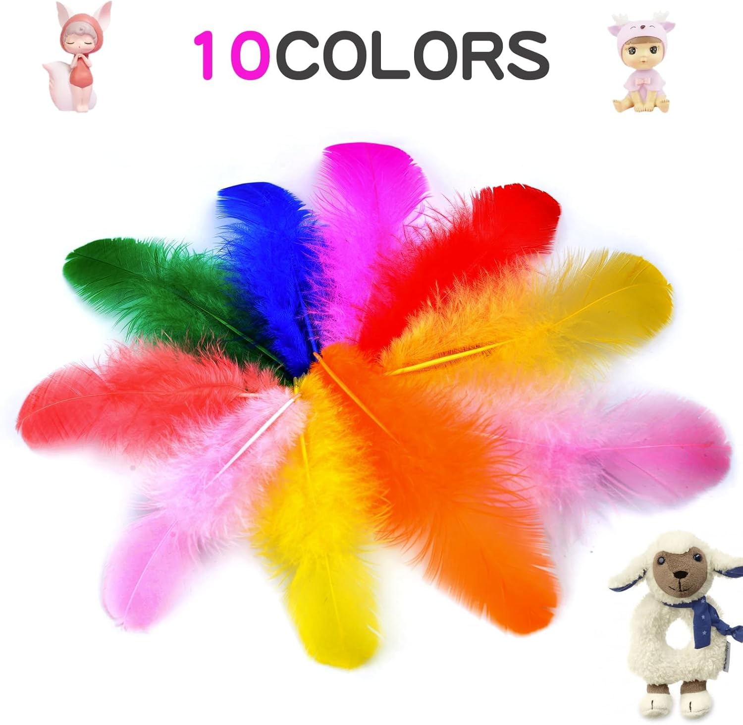 500Pcs-Colorful Rooster Feathers 3-5Inch Bulk Feathers for Crafts DIY Dream Catcher Supplies（500Pcs） image number 5
