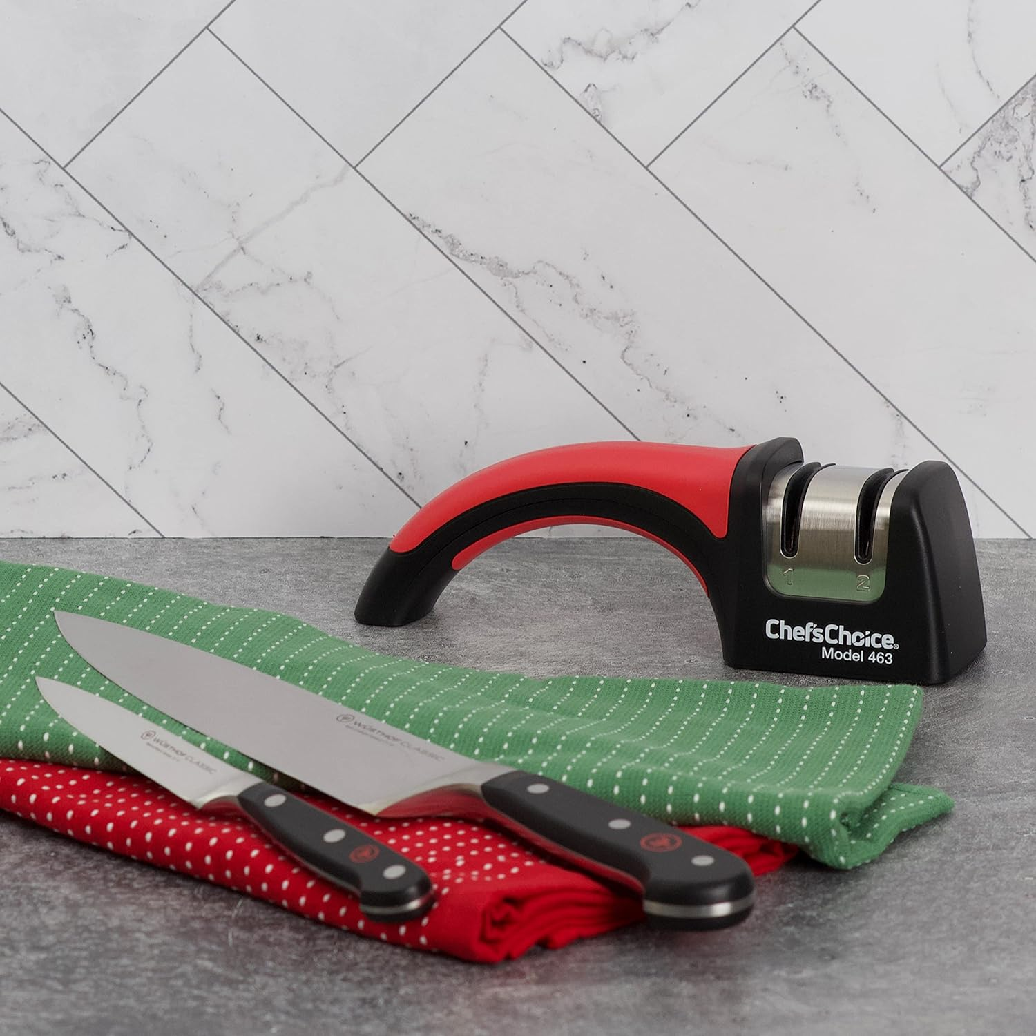 Chef'Schoice 463 Pronto Hone for 15-Degree Serrated and Straight Knives Diamond Abrasives Fast Sharpening, 2-Stage, Black image number 5