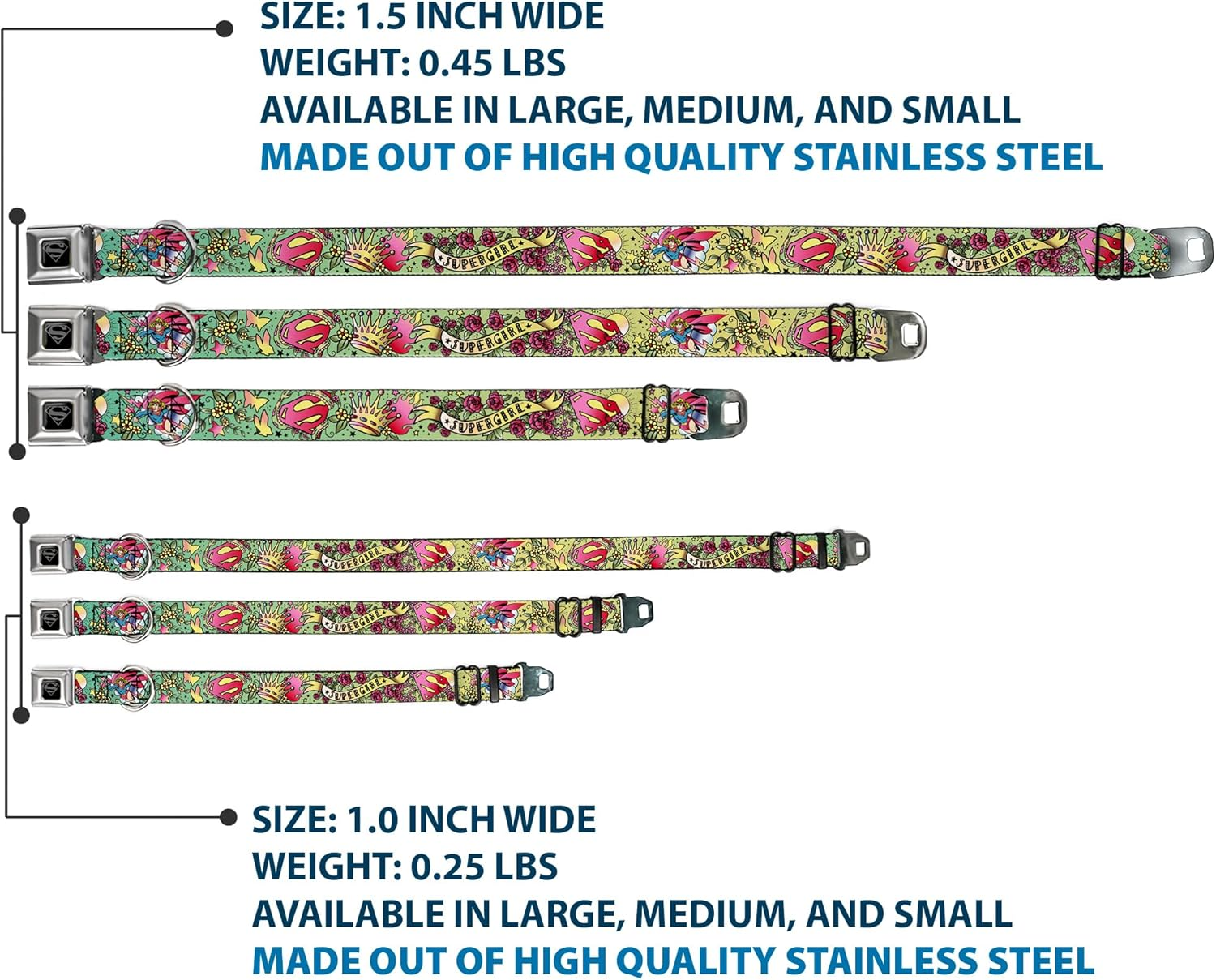Buckle-Down Seatbelt Buckle Dog Collar - Supergirl Tattoo Scene - 1" Wide - Fits 11-17" Neck - Medium image number 4