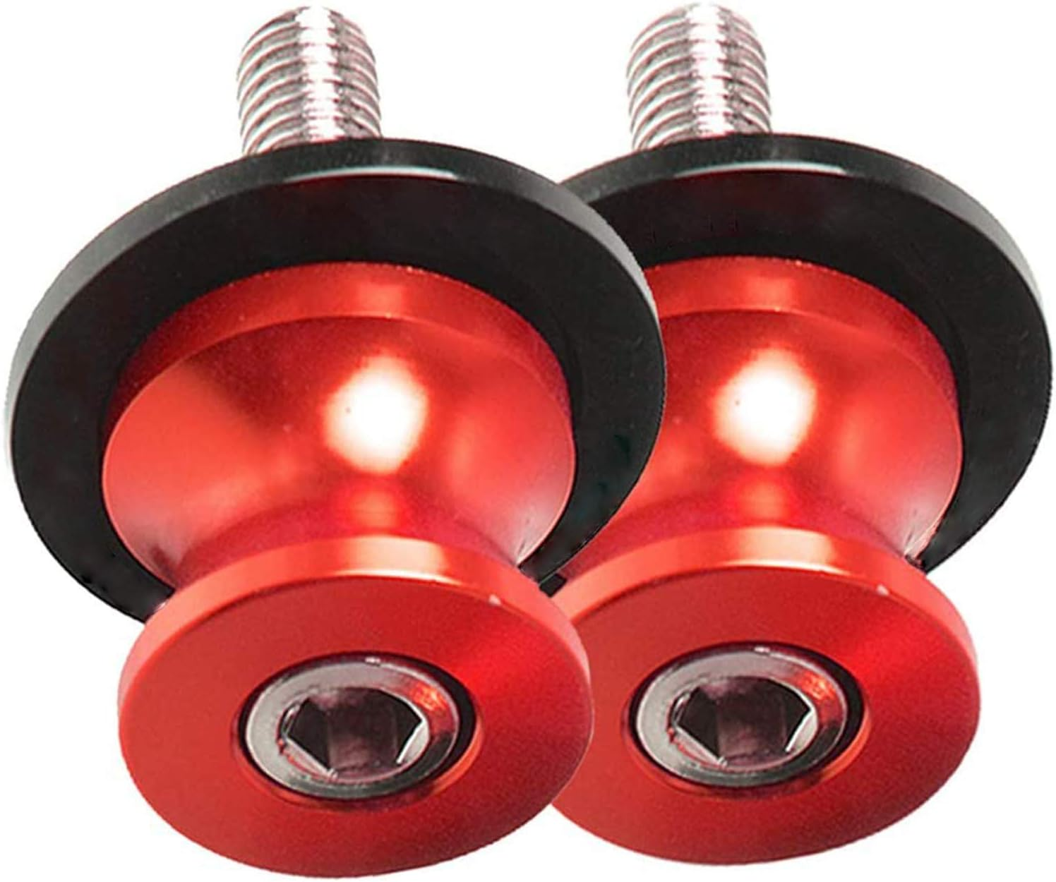 2Pcs M8 Swingarm Spools, Motorcycle Swing Arm Spools Swingarm Sliders Motorbike Swing Arm Stand Screw M8 CNC Aluminum Swing Arm Sliders Protector 8MM Fit for Suzuki, Motorcycle Accessories Red image number 1