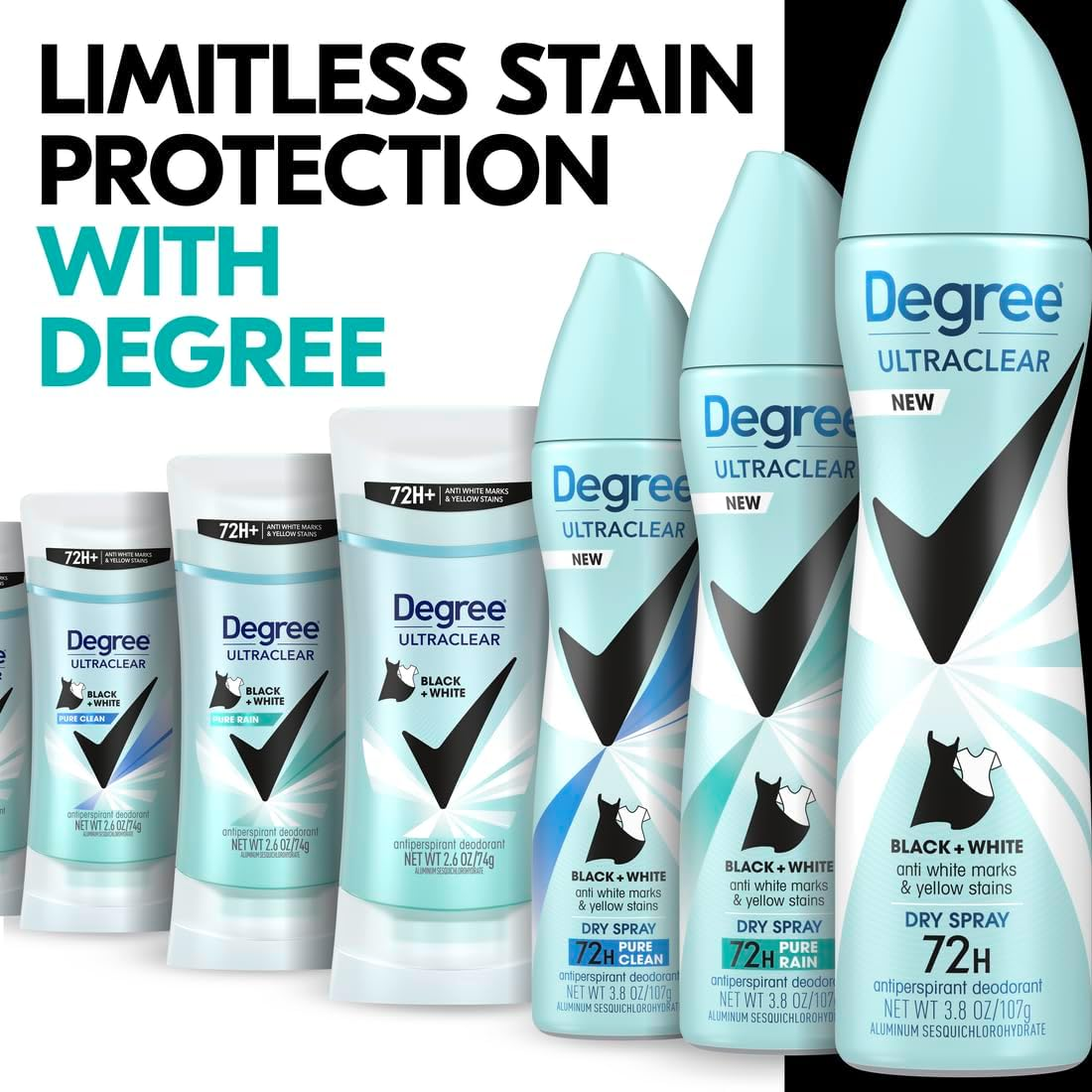 Degree Antiperspirant Deodorant, Black + White 80Ml, 4 Count image number 2