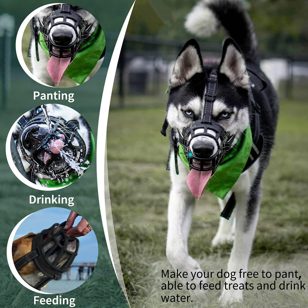 BARKLESS Dog Muzzle, Silicone Basket Muzzle for Small Medium Large Dogs, Soft Cage Muzzle Prevent Biting Chewing, Allow Drinking Panting, Suitable for German Shepherd image number 3