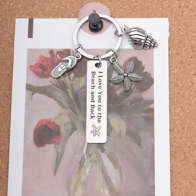 Birthday Gifts for Mom Dad Christmas Birthday Gifts for Boyfriend Girlfriend I Love You to the Beach and Back Keychain Gifts for Grandpa Grandma Beach Lover Women Men image number 2