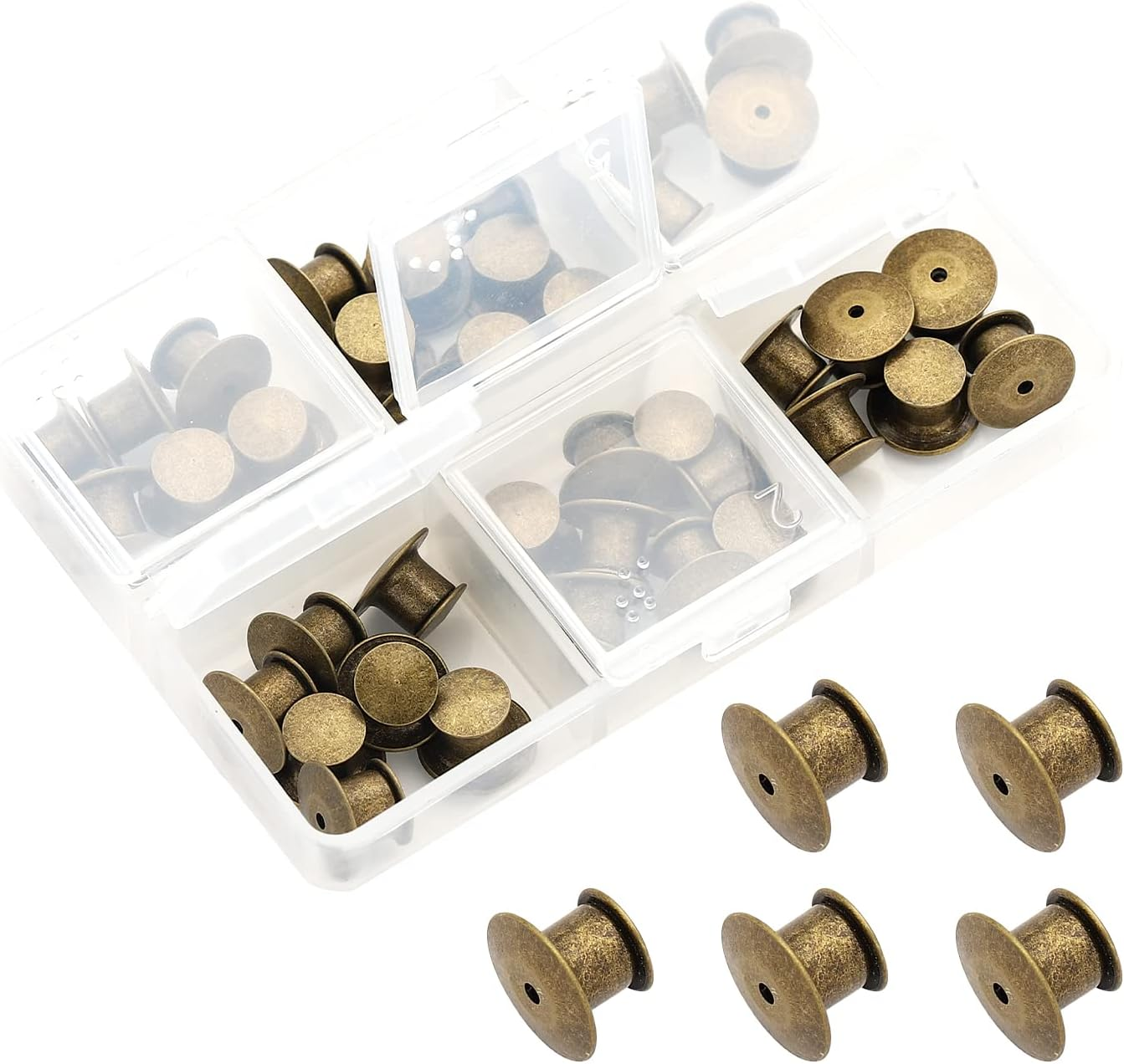 40 Pieces Metal Pin Backs Locking Pin Keepers Locking Clasp with Storage Case