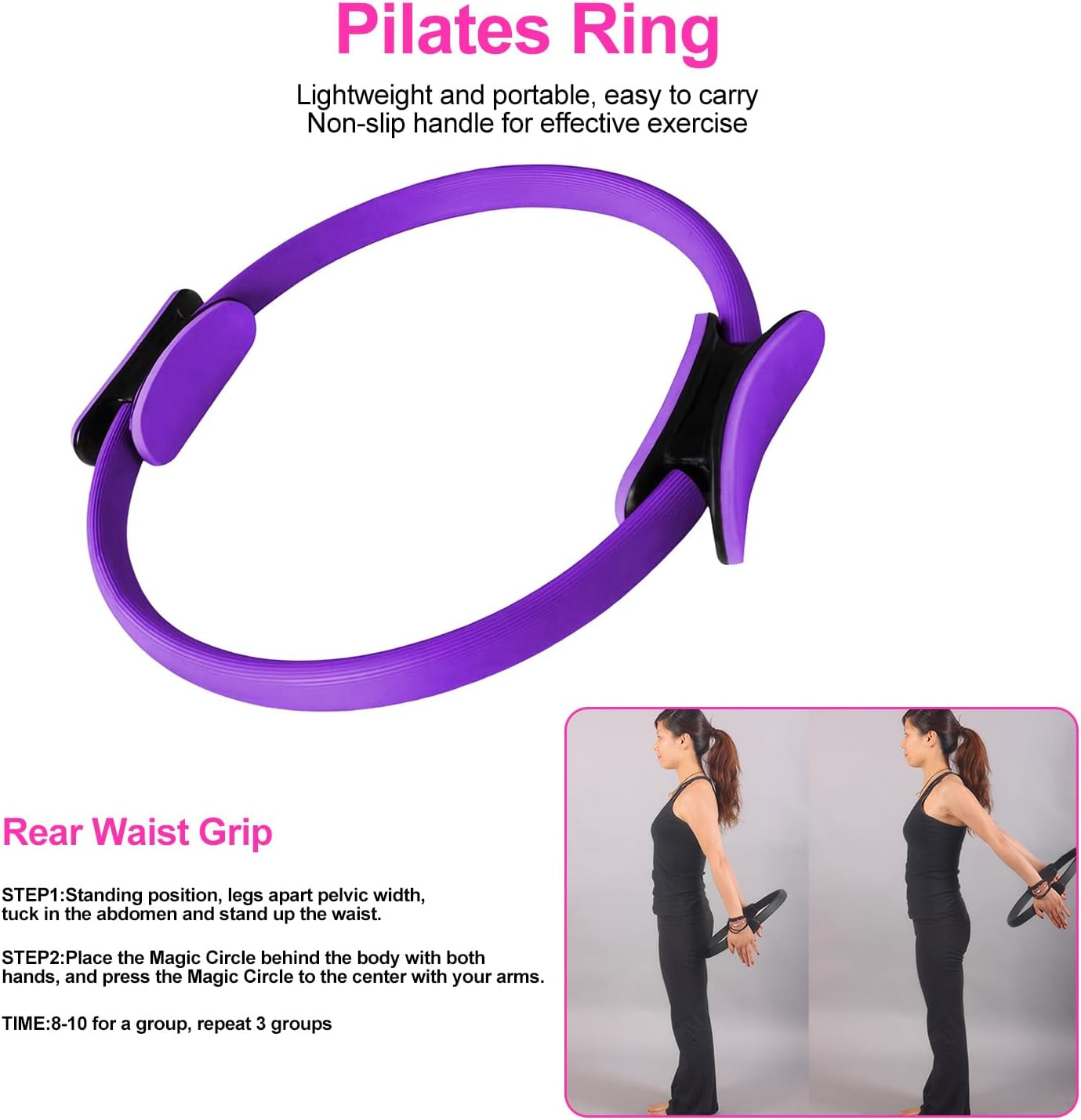 HOOMFIT Pilates Set,Portable Pilates Equipment,Home Fitness Kit,Yoga Sets for Core Training, Yoga and Hip Shaping（With Pilates Circle, Yoga Ball, Glide Plate, Etc. ）