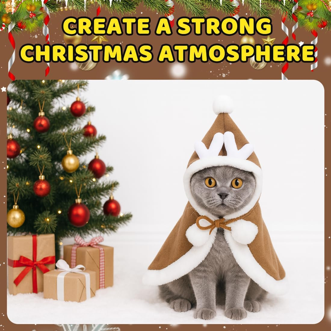 GXGM Clothes for Pets Santa Claus, Pet Christmas Costume, Cats Dogs Christmas Costume, Christmas Pet Clothes, for New Year Christmas Party Cute Cats and Dogs Costume(C) image number 5