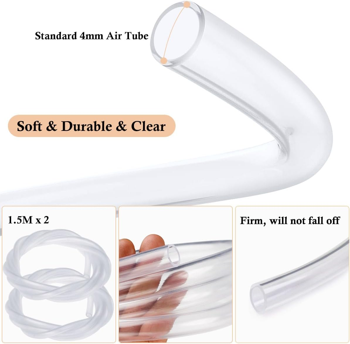 PYPABL Aquarium Air Pump Accessories Kit, 1.5M Standard 4Mm Air Tubing, Check Valves, Air Stones, Suction Cups, Regulating Valves, Connector, Suitable for Common Fish Tank Air Pumps image number 3