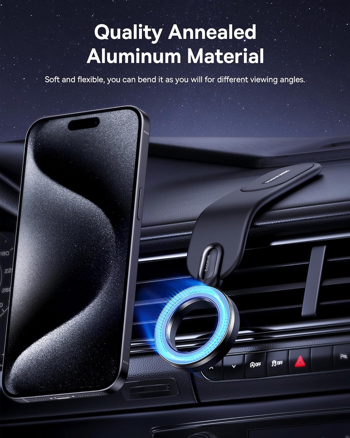 Baseus C02 Go Magnetic Car Phone Holder for Dashboard, 360&deg; Rotatable Mobile Holder for Car, Bendable Design Car Phone Mount with Ultra Strong Magnets for Iphone 15 Pro Max, &lrm;Samsung S24 Ultra image number 3