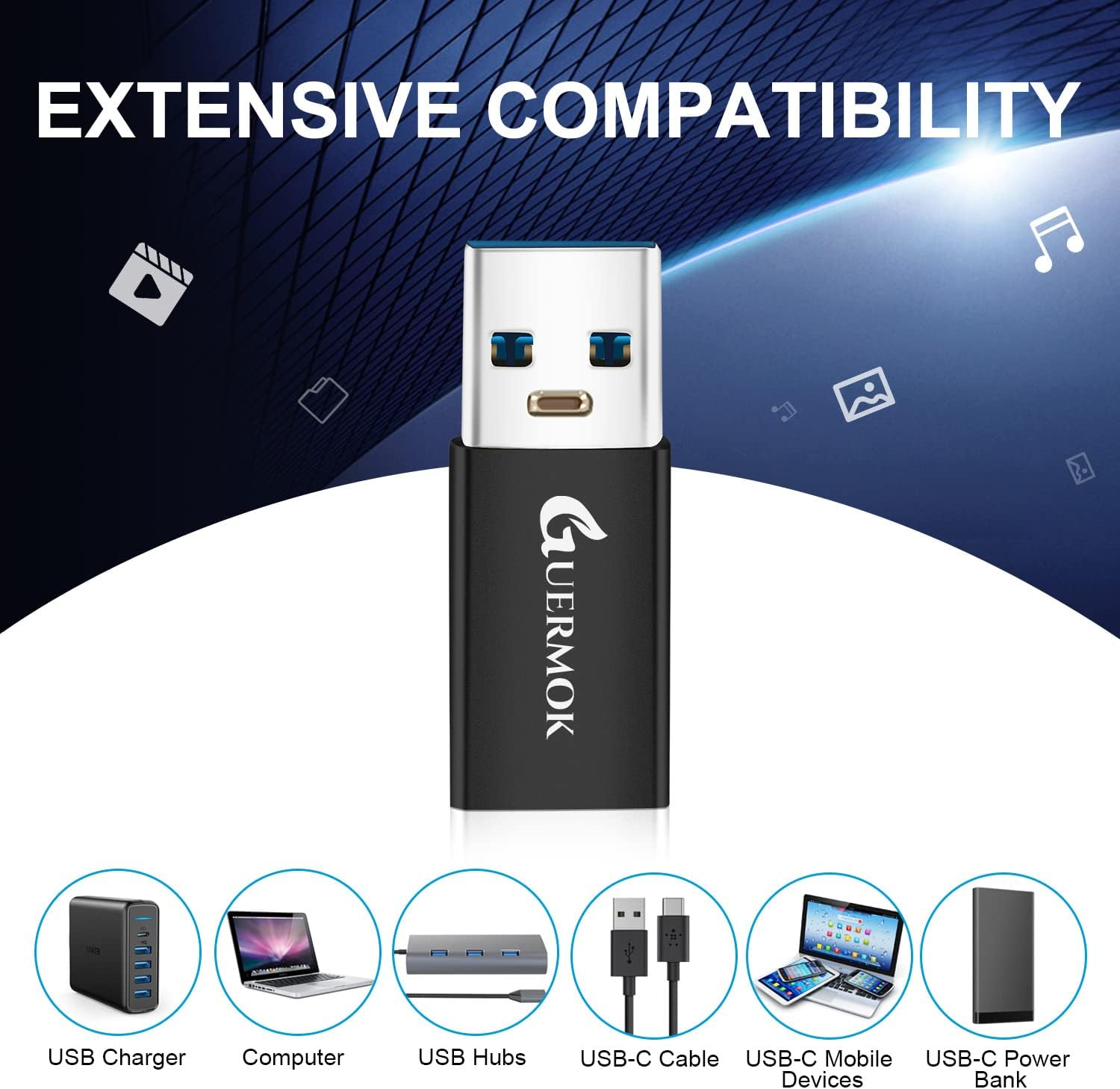 Guermok USB C to USB Adapter 3.0(2-Pack), USB C Female to USB Male Adapter Compatible with Iphone 14 15 16 Pro Max, Ipad Laptops PC Power Banks and More USB-A Devices, 5Gbps & Fast Charging image number 5