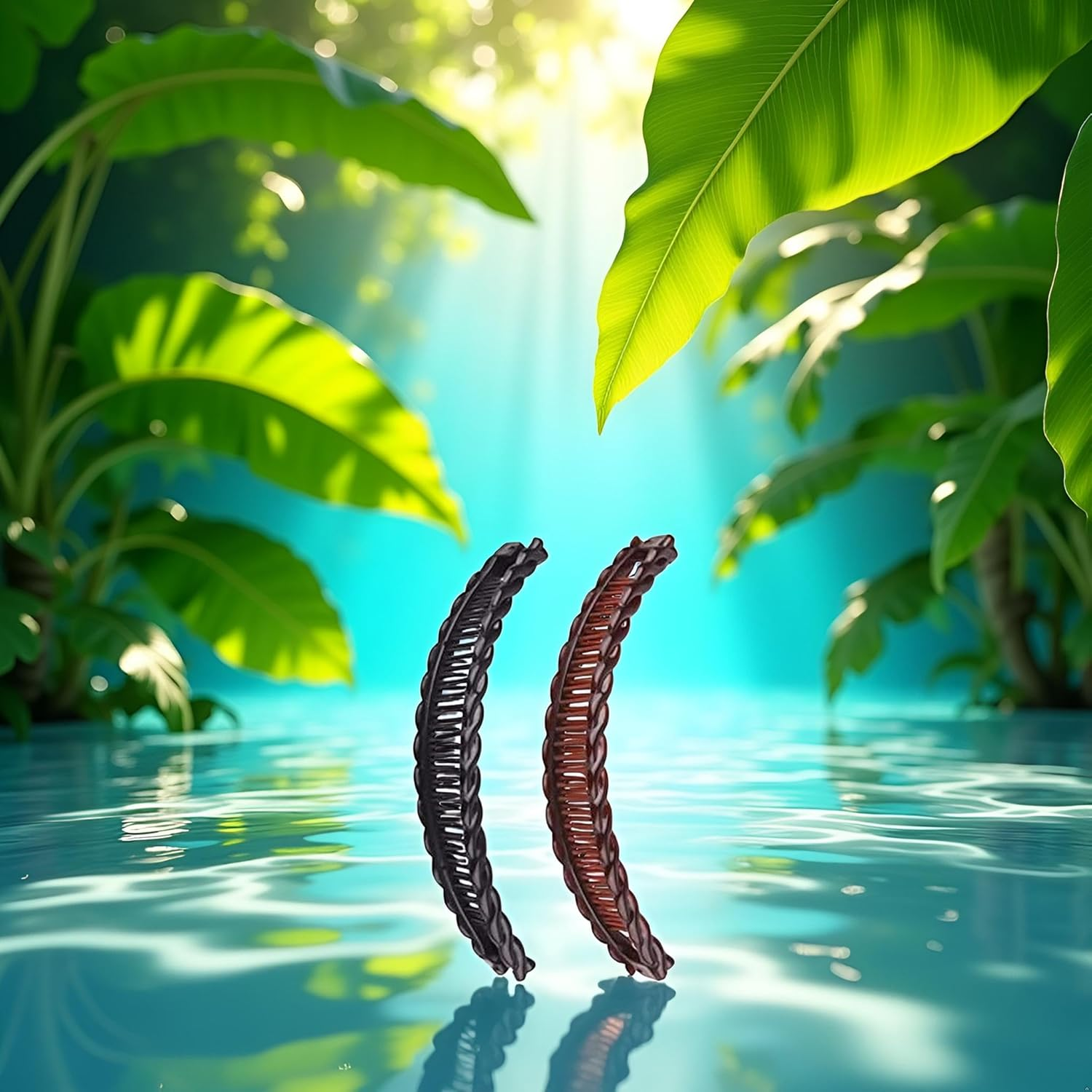 2 Pcs One Black and One Brown Large Banana Clips Fish Clips Long Hair Clips Banana Fish Clip Hair Accessories image number 5