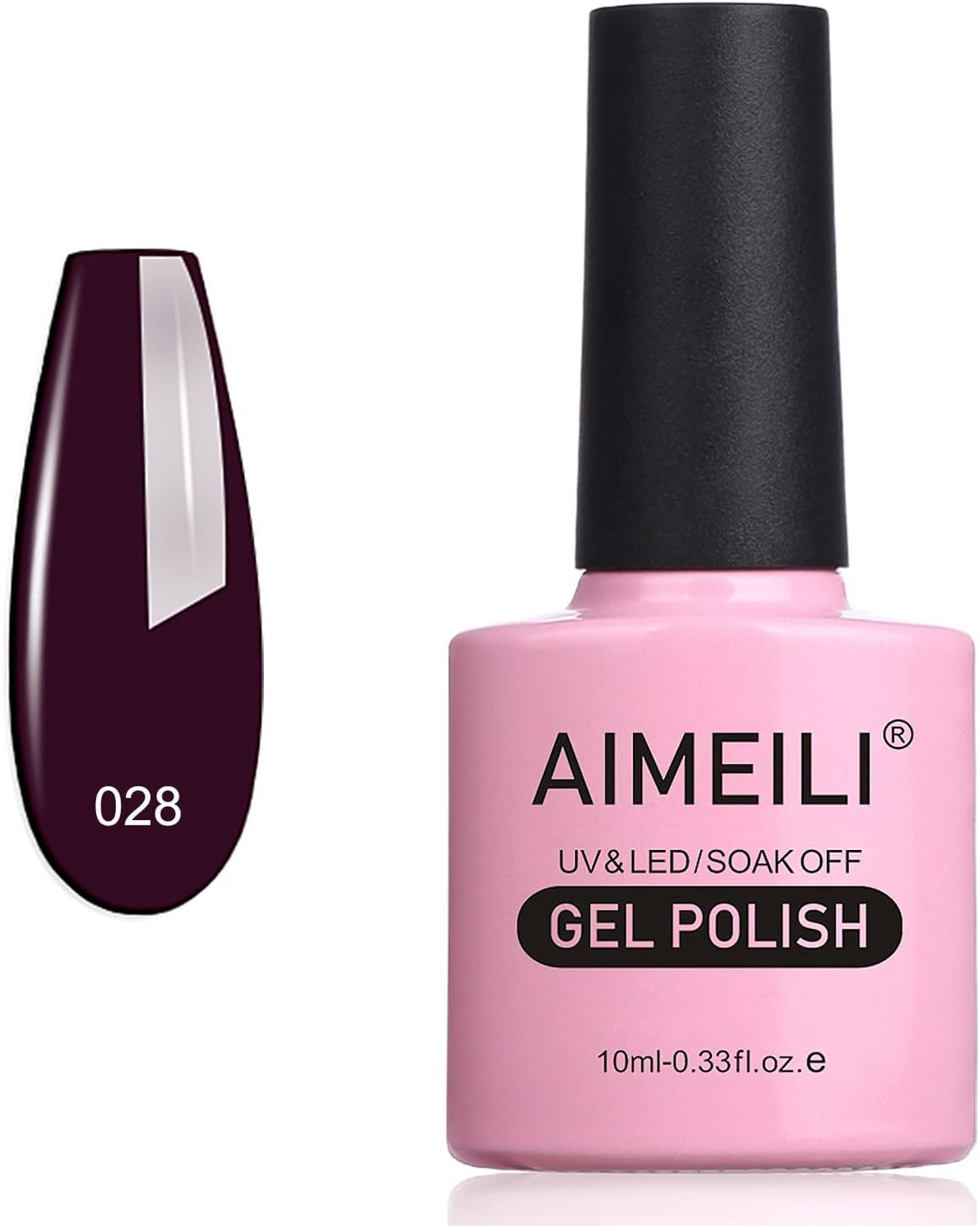 AIMEILI Soak off UV LED Gel Nail Polish - Burgundy Plum Dark Purple (028) 10Ml