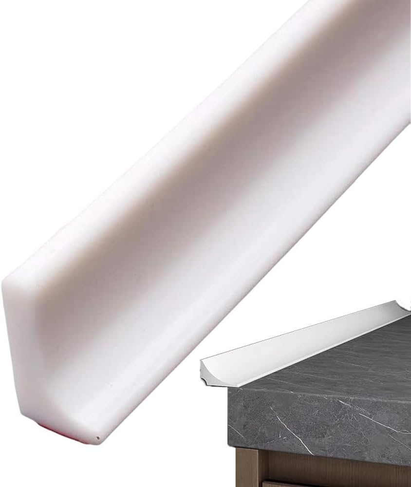 79Inch Silicone Collapsible Water Dam, Streamlined Water Flow Self-Adhesive Silicone Water Barrier, High 1.2Cm Collapsible Water Guard for Kitchen Countertop Bathroom Floor Bathtub (Translucent)